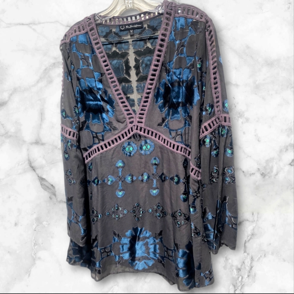 🦋 RARE FOR LOVE AND LEMONS Barcelona Blue Dress Boho Medium Sold Out